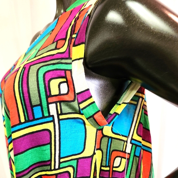 Custom Cut & Sewn - Colorful Geometric Dress with Sash - Picture 5 of 16